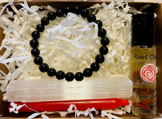 Root Chakra Balance Kit - Black Obsidian Bracelet