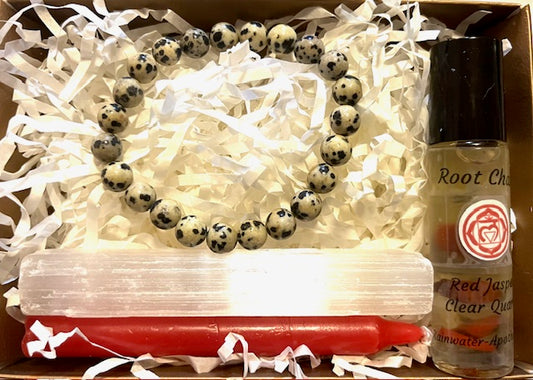 Root Chakra Balance Kit - Dalmation Stone Bracelet