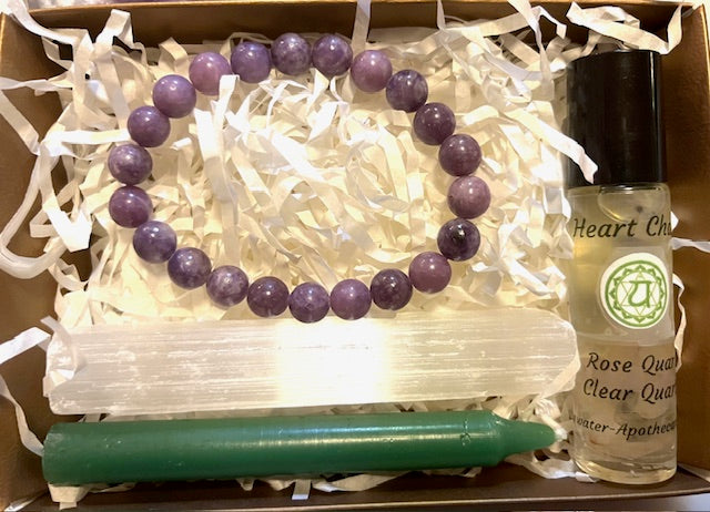 Heart Chakra Balance Kit - Lepidolite Bracelet