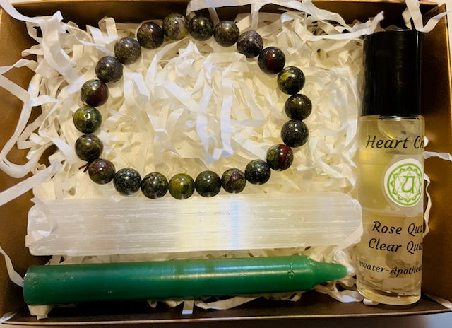 Heart Chakra Balance Kit - Dragon's Blood Jasper Bracelet