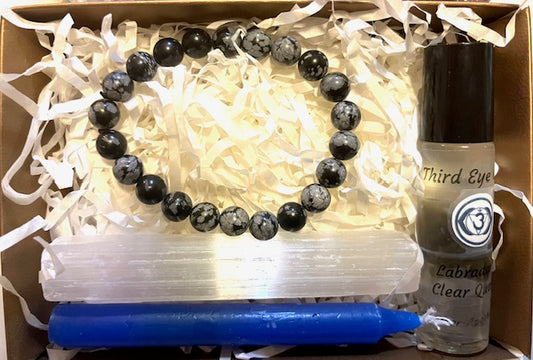 Third Eye Chakra Balance Kit - Snowflake Obsidian Bracelet